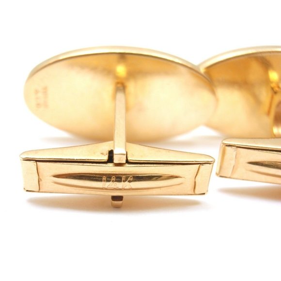 Rare Tiffany And Co. 14k Yellow Gold Textured Sapphire Mens Cufflinks - Picture 9 of 9
